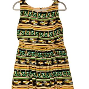 SIB, Dress, Midi, Tan Green+Black, Zipper in Back, Flowy at bottom, Women's M